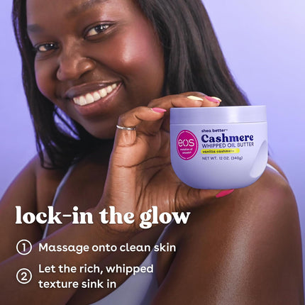 Cashmere Whipped Oil Body Butter, Vanilla Cashmere, 72 Hour Weightless Moisture for Dry Skin, Rich Formula and Deep Hydration, Body Care, 10 Oz