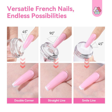 French Tip Nail Stamp: 4PCS Nail Art Stamper Kit Clear Silicone Nails Stamping Long & Short Jelly Stamper with Scrapers Nails Stamper Kit for French Manicure Home DIY Salon