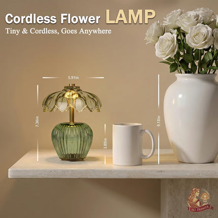 Rechargeable Table Lamp, Small Cordless Lamp with Timer, Green