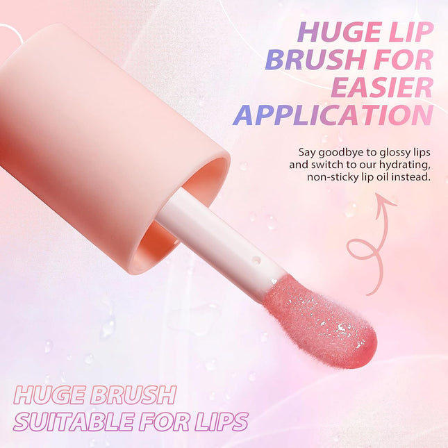 2 Pack Fruit Flavored Lip Oil Balm, Strawberry + Coco | 2 Pack Fruit Lip Oil, Glossy Non-Sticky Shine, Moisturizing Hydration, Dry Lips Care, Daily Makeup, Girls Gift