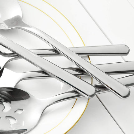 Serving Spoon X 2,Slotted Serving Spoon X 2,Serving Forks X 2, 9 Inch Stainless Steel Catering Serving Utensils for Party Buffet Dinner Banquet Kitchen Basics (Silver Mirror Finish)