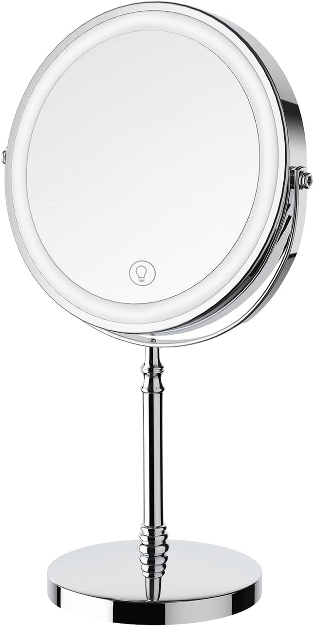 Makeup Mirror, Rechargeable Vanity Mirror with 3 Lights, 1X/10X | Adjustable Brightness, 3000Mah, Double-Sided, Gift for Mom, Women, Wife, Girls, Dorm Room Essential