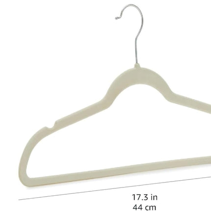 Slim Velvet Non-Slip Space Saving Suit Clothes Hangers, Closet Organizer, Ivory/Beige, 30-Pack