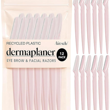 Kitsch Dermaplane Razor for Women Face – Face Razors for Women & Men, Eyebrow Trimmer & Face Shaver – Exfoliating Facial Razor & Skin Care Tool for Smoother Skin - Blush, 12 Pcs