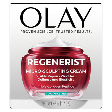 Face Moisturizer, Regenerist Micro-Sculpting Cream for Women, Fragrance-Free - Anti-Aging, Anti-Wrinkle, Firming Skin Care - Triple Collagen Cream, Peptide, Hyaluronic Acid, Niacinamide, 1.7Oz