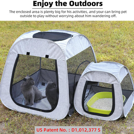 Portable Cat Playpen, Trapezoidal Design for Better Standing, Foldable Pet Tent for Indoor and Outdoor Use of Kitten and Puppy, Dog Play Enclosure, Cat Houses & Condos