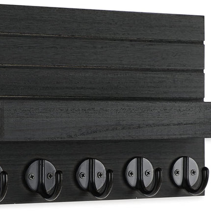 Key Holder for Wall, Decorative Key and Mail Holder with Shelf Has Large Hooks for Bags, Coats, Umbrella – Paulownia Wood Key Hanger with Mounting Hardware (9.8”W X 6.7”H X 4.2”D)