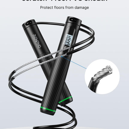 RENPHO Cordless Jump Rope, Weighted Jump Rope with Counter, Jump Ropes for Fitness, Smart Skipping Rope for Crossfit