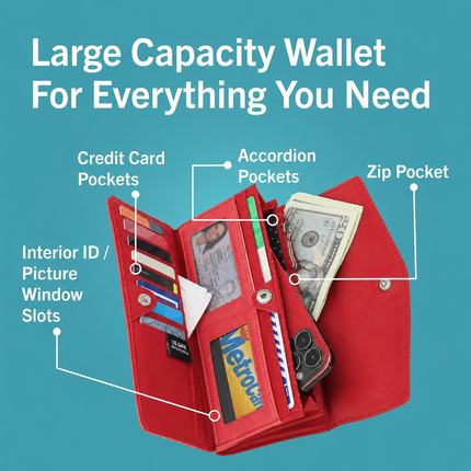 Nautica Sleek Women's RFID Blocking Slim Wallet - Compact Bifold Credit Card Holder with Zipper Coin Pocket and ID Window