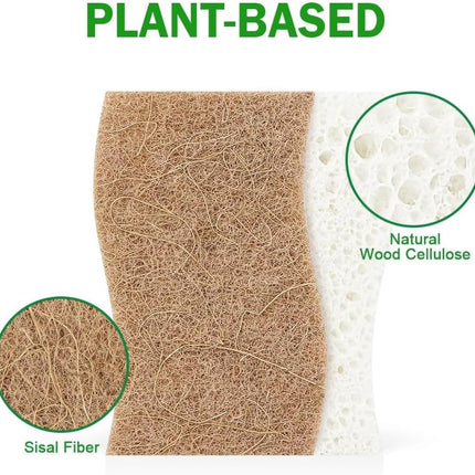 Sponges Non Scratch, 24Count, Natural Sponge for Non Stick Cookware, Sponges Kitchen, Cellulose Scrub Sponge for Dishes, Cleaning Power for Kitchen, Bathroom, Household