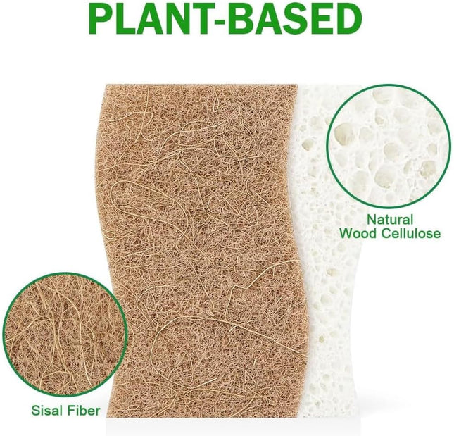 Sponges Non Scratch, 24Count, Natural Sponge for Non Stick Cookware, Sponges Kitchen, Cellulose Scrub Sponge for Dishes, Cleaning Power for Kitchen, Bathroom, Household
