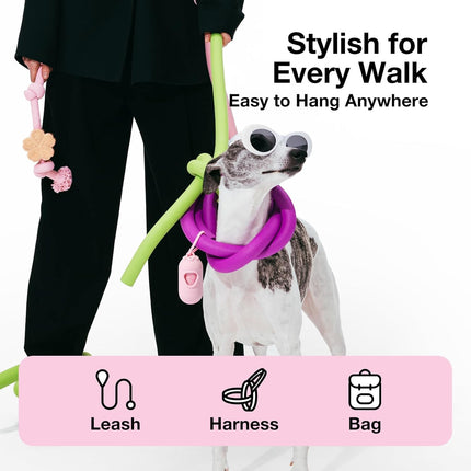 Dog Poop Bag Dispenser with Cherry Blossom Scented Poop Bags, Leak Proof and Extra Thick Pet Waste Bags, 1 Poop Bag Holder and 105 Bags for Dog Walking and Cats Litter, Pink