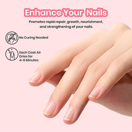Beetles Nail Strengthener, Air Dry Pink Neutral Nail Polish Strengthener and Nail Growth Treatment Strengthener for Thin Nails and Growth