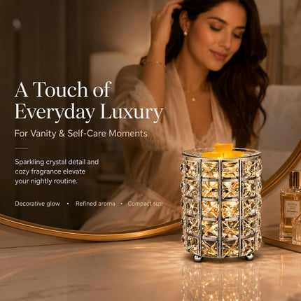 Wrought Iron Crystal Wax Melt Warmer Electric Oil Burner Wax Melt for Home, Kitchen, Living Room, Bedroom, Spa(Silver)