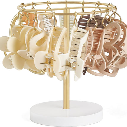 Claw Clip Organizer 16 Metal Hooks Display Holder Hair Clip, Gold