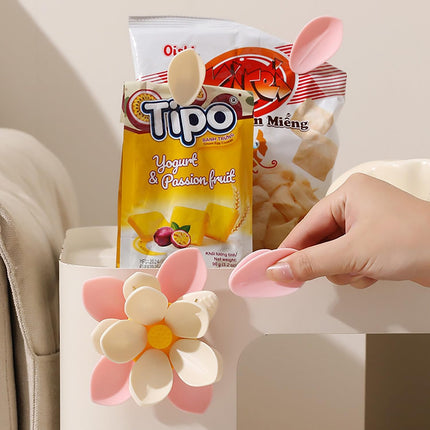 4 Pack Flower Blossom Magnetic Bag Clips, Cute Cherry Blossom Fridge Magnets, Pink Snack Food Sealer, 27 Detachable Petal Bag Clips