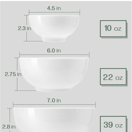 22 OZ White Ceramic Bowls Set of 4 - Perfect for Soup Bowls for Kitchen, Cereal Bowl, Ramen Bowl, Microwave Safe for Oatmeal, Fruit,Salad and Rice Bowl - Dishwasher & Microwave Safe
