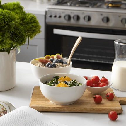 22 OZ White Ceramic Bowls Set of 4 - Perfect for Soup Bowls for Kitchen, Cereal Bowl, Ramen Bowl, Microwave Safe for Oatmeal, Fruit,Salad and Rice Bowl - Dishwasher & Microwave Safe