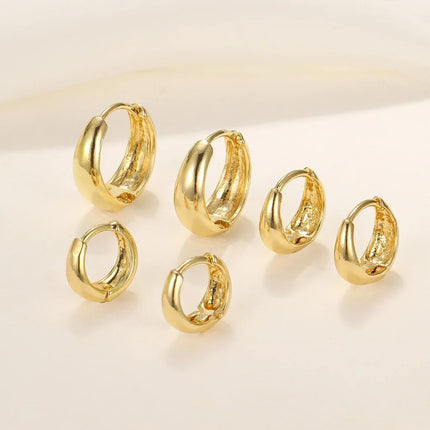 Gold Hoop Earrings Set for Women - 3 Pairs of Trendy Chunky Huggie and Dainty Jewelry for Teens