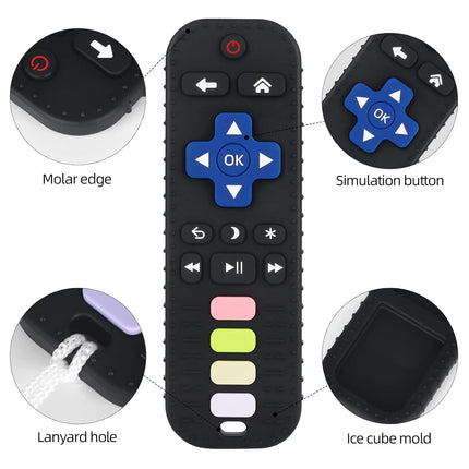 Baby Teether Toy Chew Toys for Babies 3-24 Months TV Remote Control Shape Teething Relief for Infants (Black)