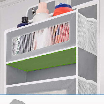 over the Door Organizer Storage, 5 Shelf Hanging Door Organizer with 5 Large Capacity Pockets, anti Tilt 44 Lb Load behind Door Storage for Bedroom, Bathroom, Pantry, Nursery, (Grey)