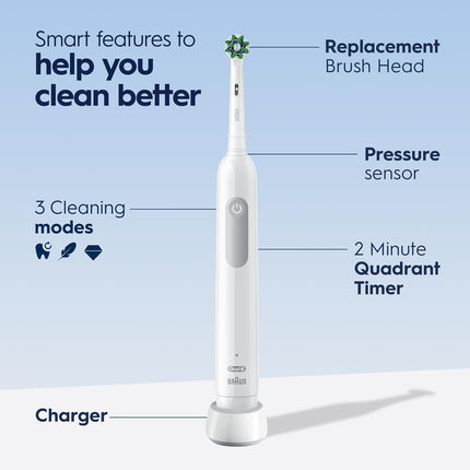 Pro 1000 Rechargeable Electric Toothbrush, White