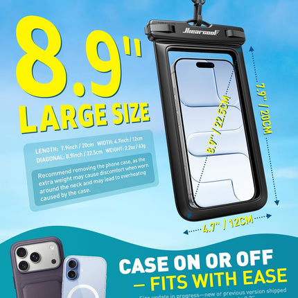 Waterproof Phone Pouch, IPX8 Waterproof Phone Case for Iphone 17/16/15/14 Pro Max, Cell Phone Dry Bag for Beach & Cruise Essentials, Touch Screen, Lanyard Included, 2 Pack (Fits up to 8.9”)