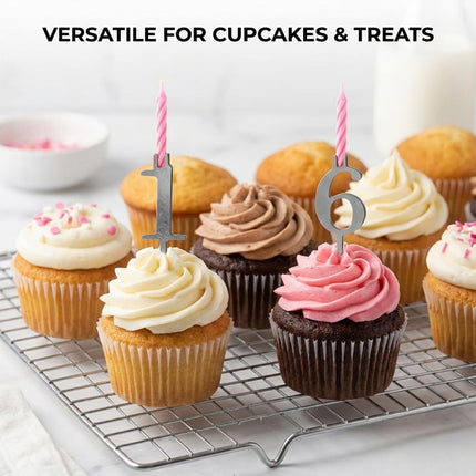 20 PCS Number Candle Holders – Reusable Metal Stands for Cakes