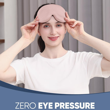 Luxury Sleep Eye Mask for Side Sleeper Men Women, Zero Eye Pressure 3D Sleeping Mask, Light Blocking Patented Design Night Blindfold, Soft Eye Shade Cover for Travel, Pink