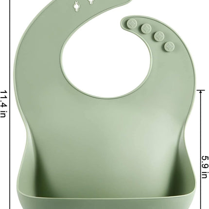 Set of 3 Silicone Baby Bibs Waterproof, Soft, Unisex, 10-72 Months