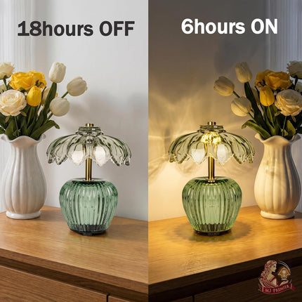 Rechargeable Table Lamp, Small Cordless Lamp with Timer, Green