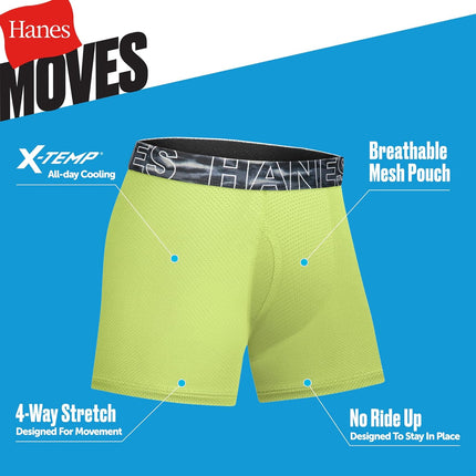 Boys' Underwear Boxer Briefs Pack, 6-Pack,  Moves X-Temp Boxer Brief Underwear for Boys, Moisture-Wicking