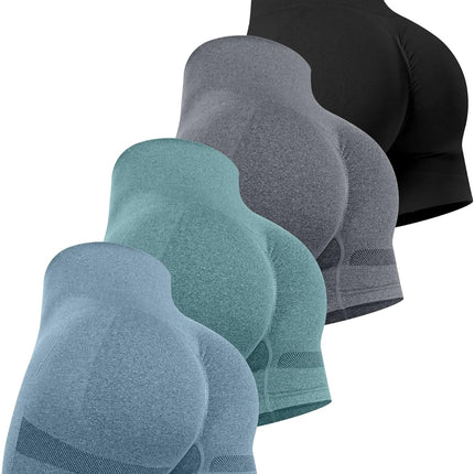Workout Shorts Sets for Women, High Waisted Gym Butt Lifting Scrunch Butt Seamless Shorts