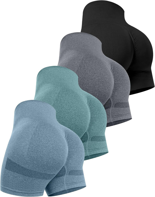 Workout Shorts Sets for Women, High Waisted Gym Butt Lifting Scrunch Butt Seamless Shorts