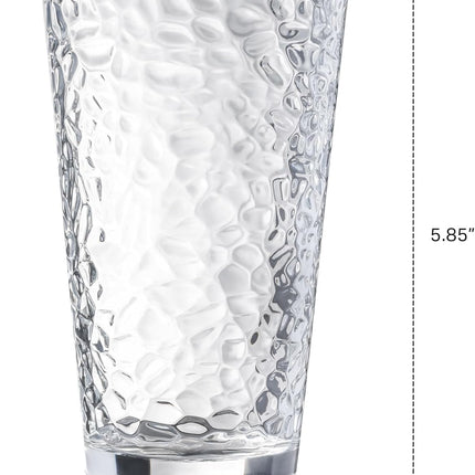 Set of 10 Hammered Glass Cups, Clear Heavy Base Drinking Glasses | 16Oz, Stackable, Durable, Dishwasher Safe, Freezer Safe, Non Slip, 100% Food Grade, BPA Free, Secure Packaging, Eco-Friendly