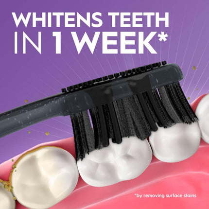 3D White Charcoal Manual Toothbrush, 2-Pack, Medium Bristles, Teeth Whitening Brushes for Adults