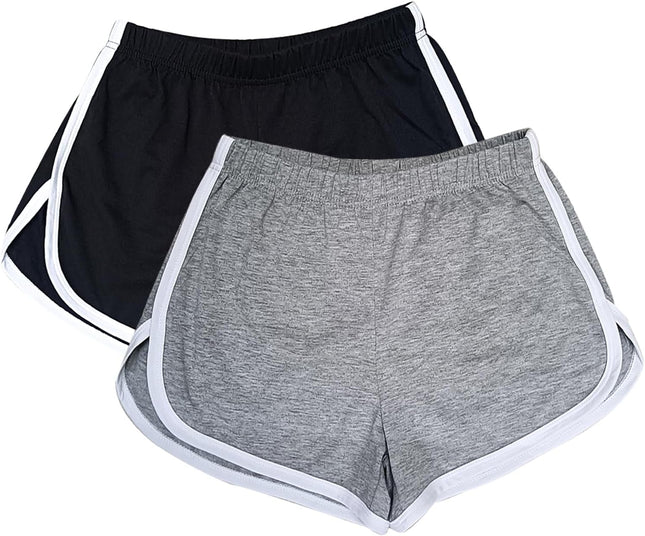 2 Pack Women Cotton Running Athletic Shorts Gym Yoga Summer Active Dance Shorts Pants