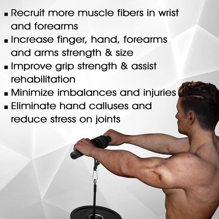 Wrist and Forearm Blaster, Build Massive Grip Strength & Muscles with Steel Wrist Roller & Forearm Roller, Heavy Duty Arm Blaster Fits 1" & 2" Weight Plates, Improve Lifting Power