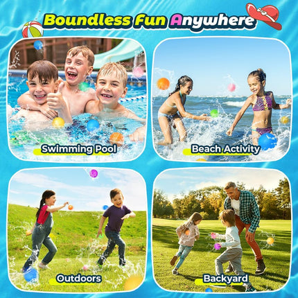 12Pcs Reusable Water Balloons, Pool Beach Water Toys for Boys and Girls, Outdoor Summer Toys for Kids Ages 3-12