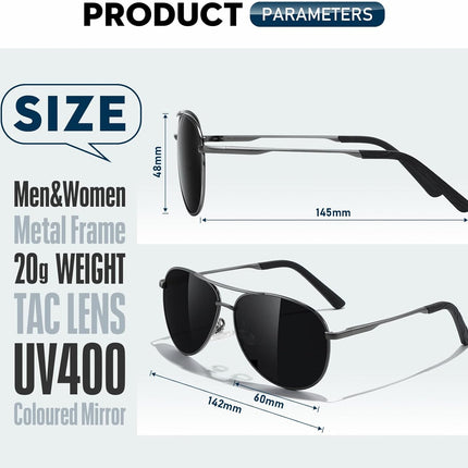 Sunglasses Men Polarized Aviator Sunglasses for Men Women Fishing Driving Sun Glasses Metal Frame UV Protection