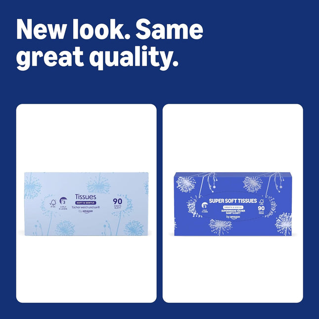 3-Ply Facial Tissues, 1080 Sheets, (12 Packs of 90 Sheets)