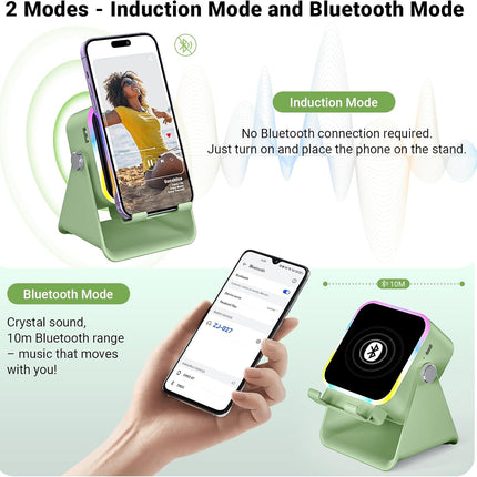 Induction Speaker with Phone Stand 5 in 1 Wireless Bluetooth Audio Green