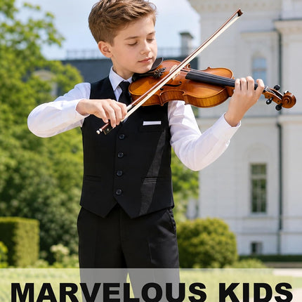 Boys' 6-Piece Formal Slim Fit Suit Vest Set Adjustable Waist