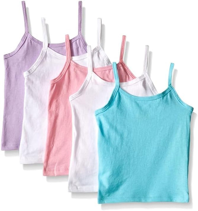 Girls' Camisole, 100% Cotton Tagless Cami, Toddler Sizing, Multiple Packs & Colors Available