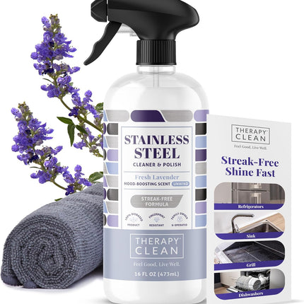 Stainless Steel Cleaner and Polish, Lavender Scent, Sink Cleaner | 100% USDA Biobased. Removes Fingerprints & Residue. Safe for Sinks, Grills & Appliances. Lavender Essential Oil Scent.