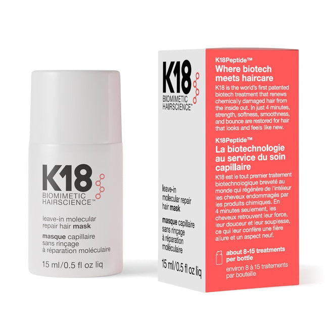 K18 Leave-In Molecular Repair Hair Mask, Patented, Lasting Repair for Dry, Frizzy, Damaged Hair, Reverse Damage in 4 Minutes from Bleach, Color, Chemical Services + Heat