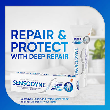 Repair and Protect Whitening Toothpaste, Toothpaste for Sensitive Teeth and Cavity Prevention, 3.4 Oz (Pack of 2)