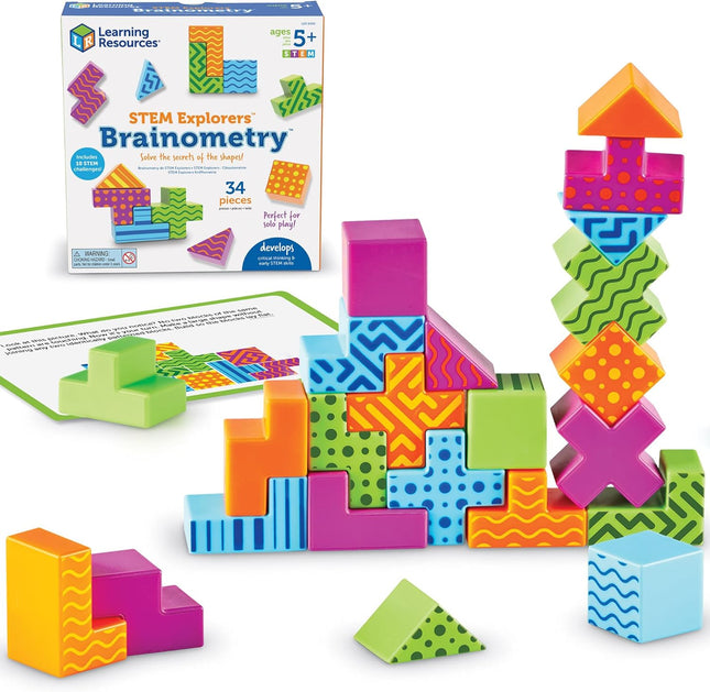 STEM Explorers Brainometry - 3D Puzzle Games for Kids, Kids Travel Games, Brain Teaser Puzzles, Pattern Memory Game, Brain Game Toys, Classroom Toys, 5 Year Old Boy and Girl Gifts