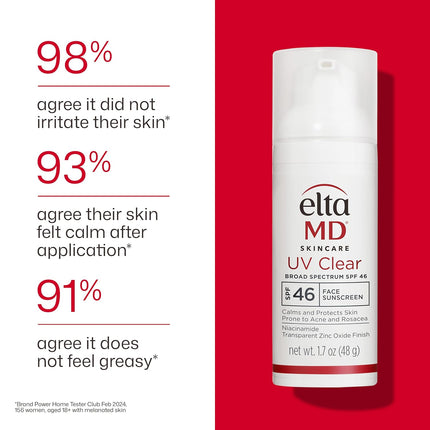 Eltamd UV Clear Face Sunscreen SPF, Oil-Free Sunscreen with Zinc Oxide, Dermatologist Recommended