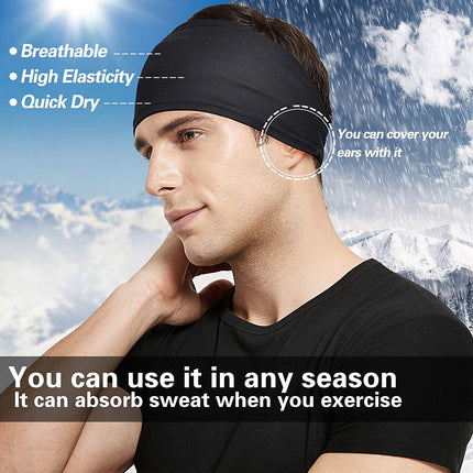 Mens Running Headband,5Pack,Mens Sweatband Sports Headband for Running,Cycling,Basketball,Yoga,Fitness Workout Stretchy Unisex Hairband